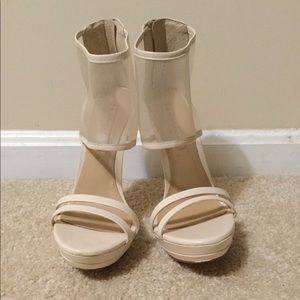 Super Sexy BCBG Max Azria white mesh strap heels. Size 8
